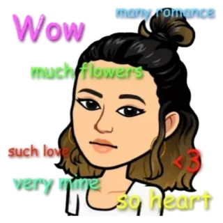 😪 Wow much flowers such love very mine so heart милый, Bitmoji, любовь, цветы, романтика telegram sticker