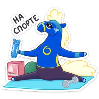 💪 НА СПОРТЕ cheval, sport, gymnastique, exercice, bien-être whatsapp sticker