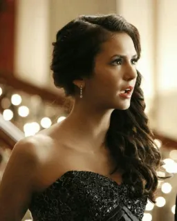 🥀 Elena Gilbert The Vampire Diaries Elena Gilbert, Nina Dobrev, vampire, dress, evening gown, portrait telegram sticker