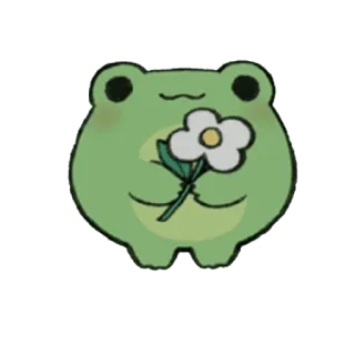 😀 개구리, 꽃, 귀여운, 초록색, 자연, 동물 telegram sticker