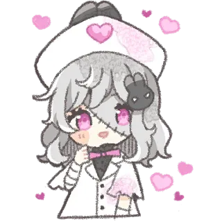 🤔 Anime, Lindo, Enfermera, Rosa, Corazón, Dibujos animados telegram sticker