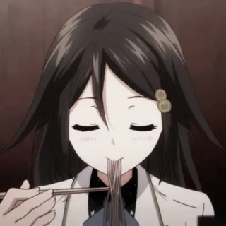 🌸 Anime, Ragazza, Mangiare, Noodles, Bacchette telegram sticker