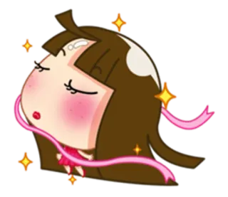 😌 cartoon, girl, sparkle, ribbon, cute, animated whatsapp sticker