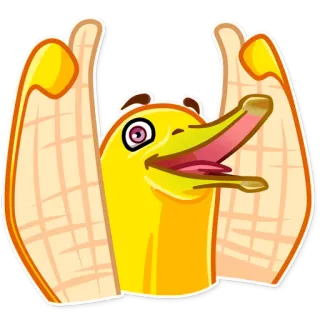 👍 Мультфильм, Утка, Крылья, Желтый, Птица telegram sticker