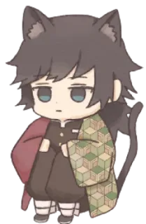 ❄ Giyu Tomioka Demon Slayer anime, demon slayer, giyu tomioka, cat, neko, chibi whatsapp sticker