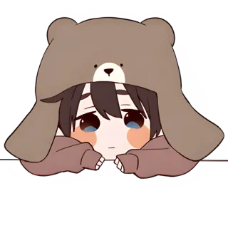 🥺 anime, kawaii, cute, chibi, bear, hat telegram sticker
