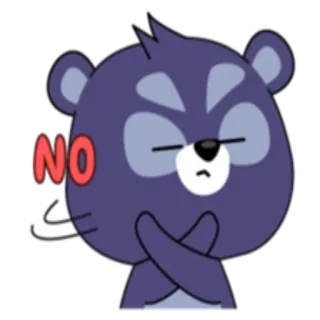 😞 NO ours, non, fâché, désaccord, dessin animé, animal, rejet telegram sticker
