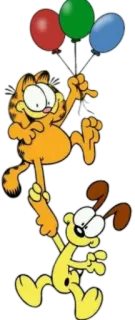 🎈 Garfield gato, cachorro, desenho animado, balões, Garfield, Odio telegram sticker