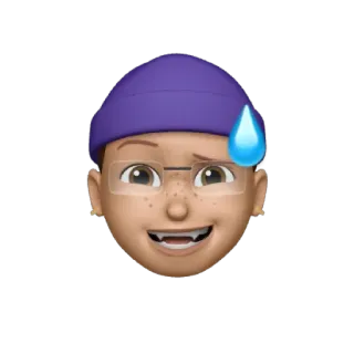 😅 memoji, avatar, emoji, glasses, beanie telegram sticker