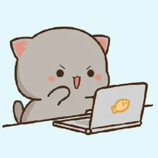 🍓 kucing, komputer, kartun, ikan, marah whatsapp sticker