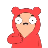👍 卡通, 红色, 赞, 可爱, 熊 telegram sticker