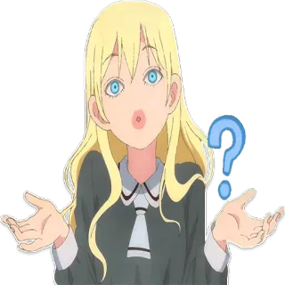 🤷‍♀️ Anime, Pergunta, Confuso, Loira, Garota, Dúvida, Inseguro, Ponto de interrogação telegram sticker
