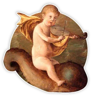 🐟 chérubin, violon, bébé, renaissance, art, ange telegram sticker