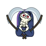 🫶 ความตาย, หัวกะโหลก, ยมทูต, ตาเป็นรูปหัวใจ, เคียว, การ์ตูน telegram sticker