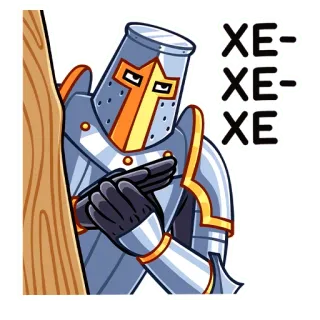 😈 XE-XE-XE knight, armor, character, cartoon, medieval, funny telegram sticker