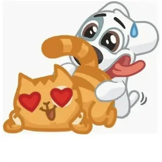 🤪 Cartoon, Katze, Hund, Lustig, Tier, Liebe, Emoji telegram sticker