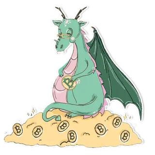 💰 drago, bitcoin, criptovaluta, denaro, cartone animato, fantasy, ricchezza, valuta digitale telegram sticker