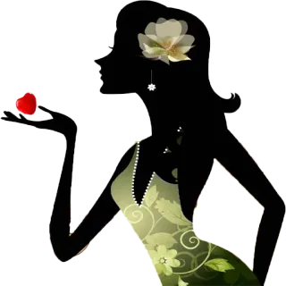 😍 женщина, силуэт, цветок, платье, мода, красота, элегантность telegram sticker