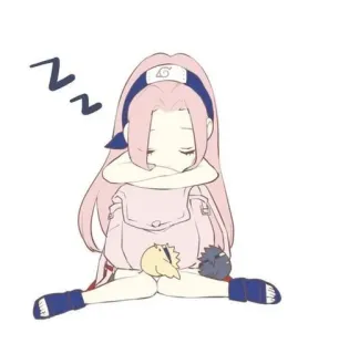 🌸 Sakura Haruno Naruto Sakura, Haruno, Naruto, Anime, Manga, śpiący, Chibi telegram sticker