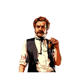 😒 Leopold Strauss Red Dead Redemption 2 gioco, personaggio, uomo, western, barista telegram sticker