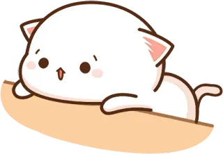 ☹️ kot, słodki, zwierzę, naklejka, brzoskwinia, biały, kawaii whatsapp sticker