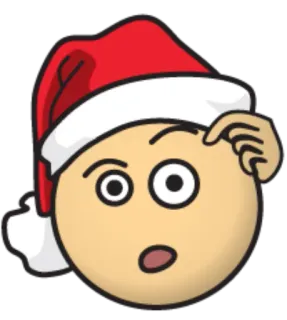 😲 natale, cappello da babbo natale, confuso, emoji, pensieroso telegram sticker