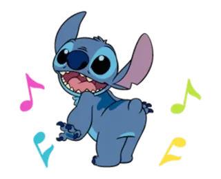 😄 Stitch мультфильм, анимация, стич, дисней, ноты, счастливый, танцы telegram sticker