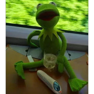 😃 Kermit Kermit the Frog, Muppet, Frog, Drinking, Funny, Sitting telegram sticker
