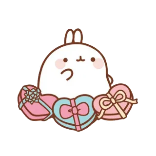 💝 Molang molang, hearts, cute, gifts, cartoon telegram sticker