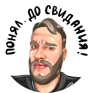 👋 ПОНЯЛ. ДО СВИДАНИЯ! mężczyzna, broda, pożegnanie, do widzenia, rosyjski, portret, poważny, zrozumienie telegram sticker