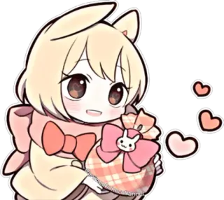 🥰 niedlich, kawaii, Hase, Tier, Herz, Cartoon, Chibi telegram sticker