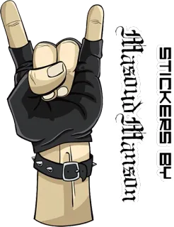 😈 Hasuyo Manson Rock, Gesto de mano, Metal, Cuernos, Pegatina telegram sticker