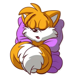 😴 Tails cartoon, sleep, pillow, tails, animal telegram sticker