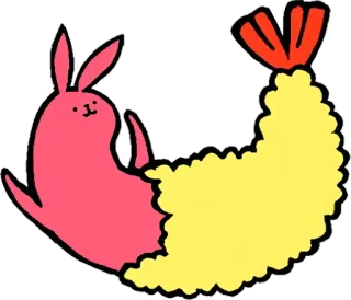 😊 Hase, Garnele, Tempura, Essen, Tier, süß, lustig whatsapp sticker