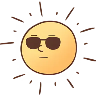 ☀️ 태양, 선글라스, 멋짐, 만화, 날씨, 여름 telegram sticker