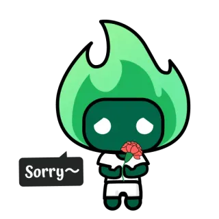😐 Sorry~ desculpa, sinto muito, desenho animado, flor, fofo whatsapp sticker