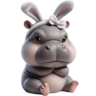😒 ippopotamo, coniglio, carino, animale, cartone animato, mammifero, adorabile, pasqua telegram sticker