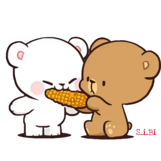 🌽 carino, orsi, mangiare, mais telegram sticker