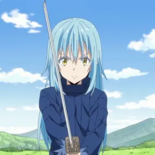 🦕 Rimuru Tempest That Time I Got Reincarnated as a Slime Anime, Schwert, Blaue Haare, Rimuru Tempest, Meine Wiedergeburt als Schleim whatsapp sticker