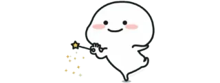 🍚 fofo, mágico, desenho animado, kawaii, varinha, sorrindo whatsapp sticker