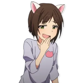 😏 Anime, Mädchen, Katzenohren, Süß, Kawaii, Cartoon telegram sticker