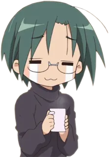 😭 Anime, Personaje, Gafas, Café, Lindo, Kawaii whatsapp sticker