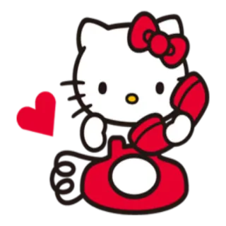 📲 Hello Kitty mignon, kawaii, téléphone, coeur, dessin animé telegram sticker