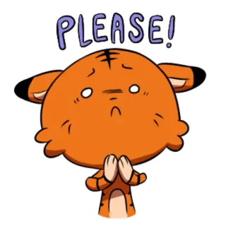 🐯 PLEASE! 애원, 요청, 귀여운, 동물, 호랑이, 구걸 telegram sticker