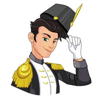 👋 abbigliamento formale, cappello, cartone animato, personaggio, saluto telegram sticker