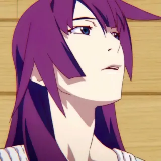 🎭 Senjougahara Hitagi Monogatari Anime, lila Haare, Mädchen, Charakter, Fanart, Senjougahara Hitagi, Monogatari telegram sticker