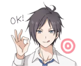👌 OK! Anime, Okay-Zeichen, Zustimmung, Cartoon, Junge whatsapp sticker