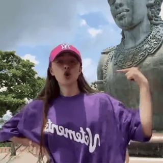 🙋 Vetements girl, dance, fashion, vetements, purple, cap, vacation telegram sticker
