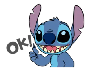 👍 Stitch ok! Стич, окей, большой палец вверх, Лило и Стич, мультфильм whatsapp sticker