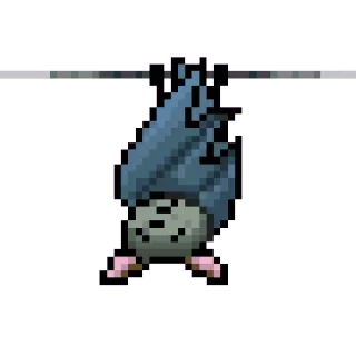 ❄ bat, pixel art, animal, cute, hanging, wildlife whatsapp sticker